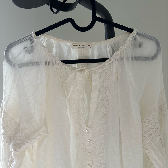 Spell Cream Buttoned Relaxed Blouse - Picture 3 of 13